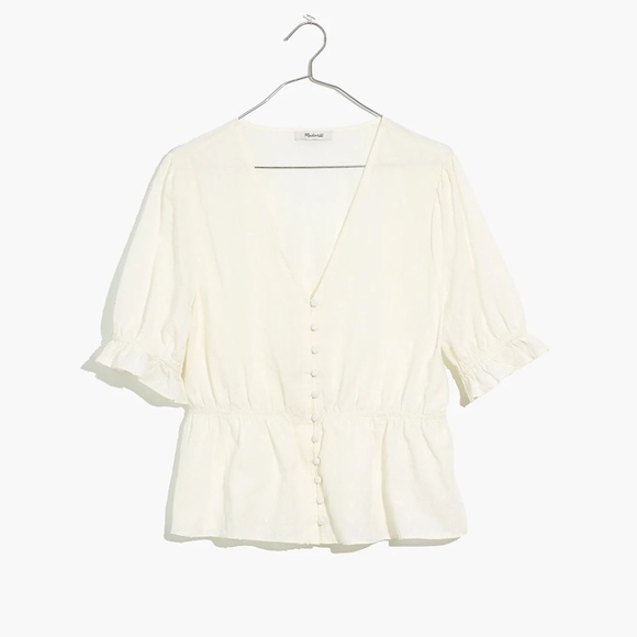 Madewell V-Neck Peplum Popover Top in Clipdot - XS - Picture 3 of 5